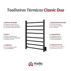 Toalheiro Térmico Timer Digital Bivolt Preto Fio Oculto Direi