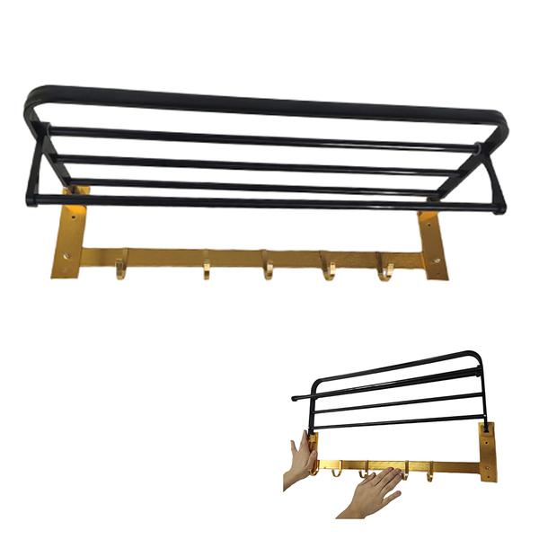 Toalheiro Varal Porta Toalha Roupa Gancho Prateleira Hotel Ca