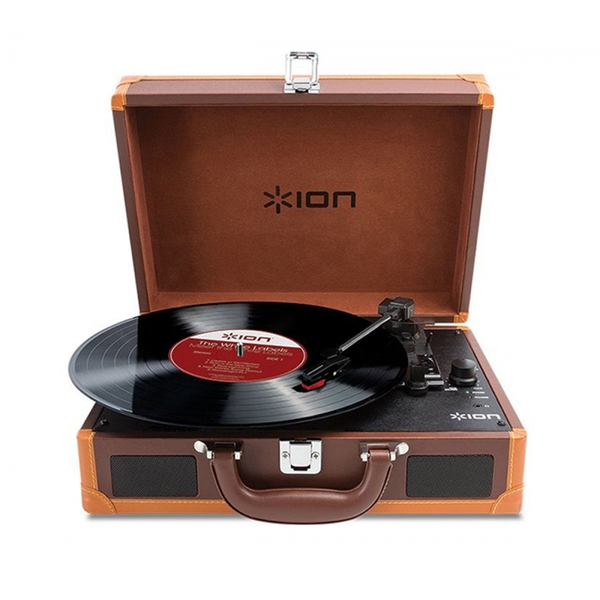 Toca Discos E Digitalizador Em Maleta Retrô Na Cor Marrom