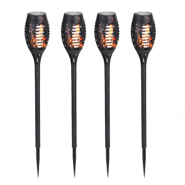Tocha Luminaria Solar Fogo  Chama Kit 4 Unidades Espeto 12 Le