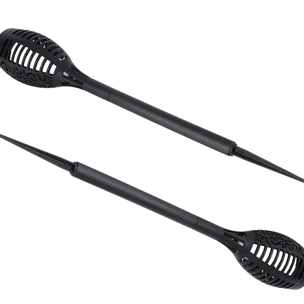 Tocha Luminaria Solar Kit 2 Unidades Fogo Chama Espeto 12 Led