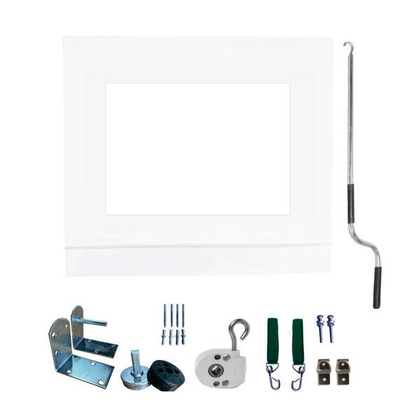 Toldo Cortina Branco C/ Visor - 3,90m X 3,20m - Kit Completo