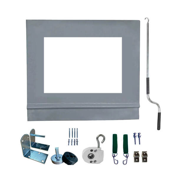 Toldo Cortina Cinza C/ Visor - 3,20m X 1,80m - Kit Completo