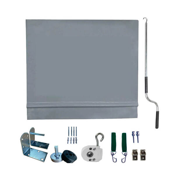 Toldo Cortina Cinza Sem Visor - Kit Completo - 1m2