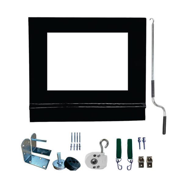 Toldo Cortina Preto C/ Visor - 3,80m X 2,20m - Kit Completo