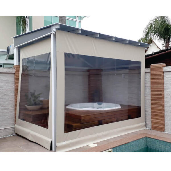 Toldo Cortina Retratil Bege C/ Visor 3,00m X 2,75m Completo