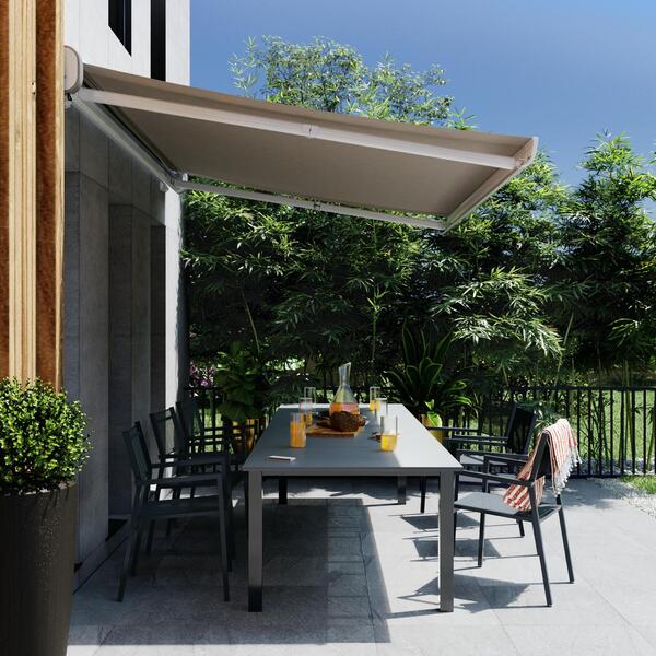 Toldo Retrátil Nori de Poliéster Motorizado com Led Bege 5,00x3,00m Naterial