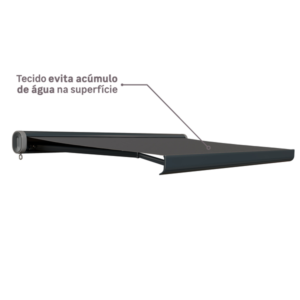 Toldo Retrátil  Poliéster Manual Cinza 3,00x2,00m Nori Naterial: Tecido evita acúmulo de água na superfície