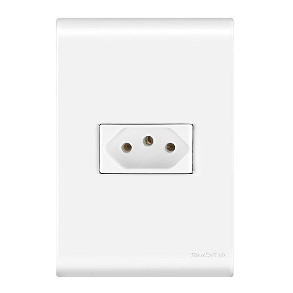 Tomada 10A Tramontina Linha Liz Embutir Simples 3 Pinos com E