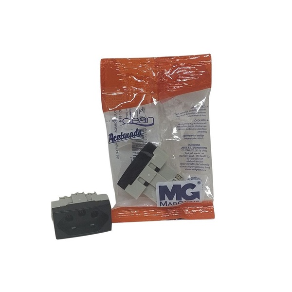 Tomada 2 Pinos + T 20a Clean Preto Fosco Margirius