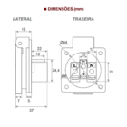 Tomada 2p+t Embutir Padrão Brasileiro 20a Com Tampa Azul