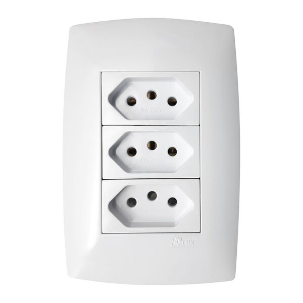 Tomada 3 Módulos 10a 110v 127v 2p+t Linha Home Blux Branca