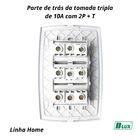 Tomada 3 Módulos 10a 110v 127v 2p+t Linha Home Blux Branca