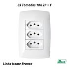 Tomada 3 Módulos 10a 110v 127v 2p+t Linha Home Blux Branca