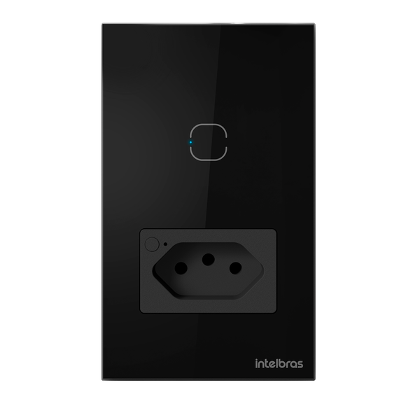 Tomada com Interruptor Inteligente 1 Tecla Wi-Fi 10A Preta Intelbras ETS 2001