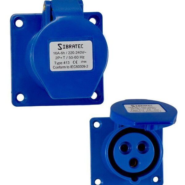 Tomada De Embutir Industrial 220vca Azul 32a 9h 3p+n+t