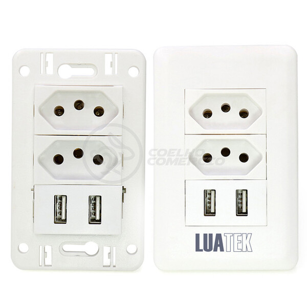 Tomada De Parede 2 Entrada Fonte 2 Usb 5v Smart House Casa In