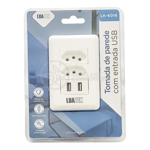Tomada De Parede 2 Entrada Fonte 2 Usb 5v Smart House Casa In