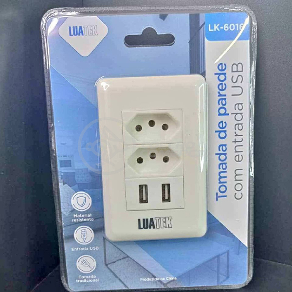 Tomada De Parede 2 Entrada Fonte 2 Usb 5v Smart House Casa In