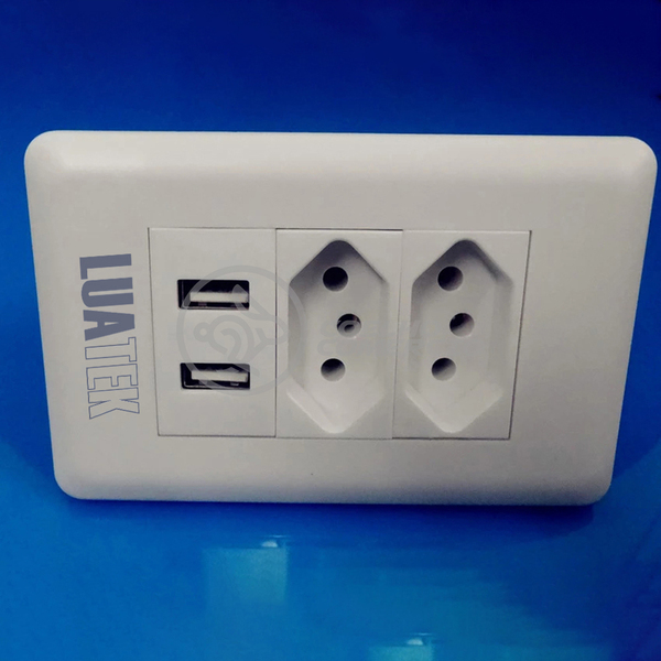Tomada De Parede 2 Entrada Fonte 2 Usb 5v Smart House Casa In