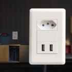 Tomada De Parede Com 2 Portas Carregador Usb
