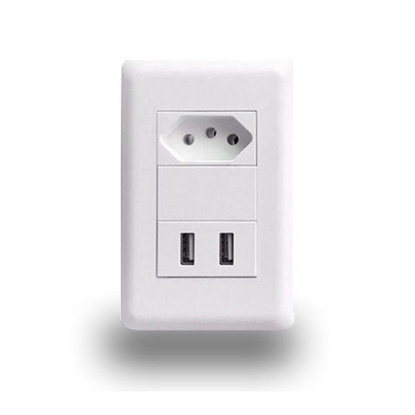 Tomada De Parede Com 2 Portas Carregador Usb