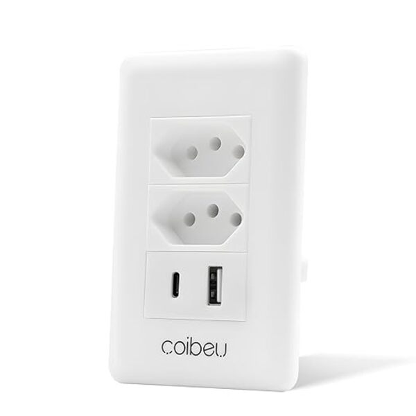 Tomada De Parede Duo Bivolt  Usb E Tipo-c, Usb Wall Socket
