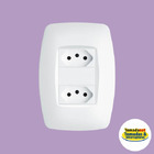 Tomada Dupla 10a/250v Com Placa 4x2 Fame Elegance Branco