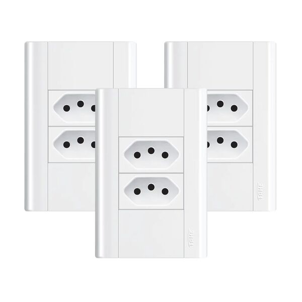 Tomada Dupla 10a/250v Com Placa 4x2 Fame Modulare - Kit 3 Un