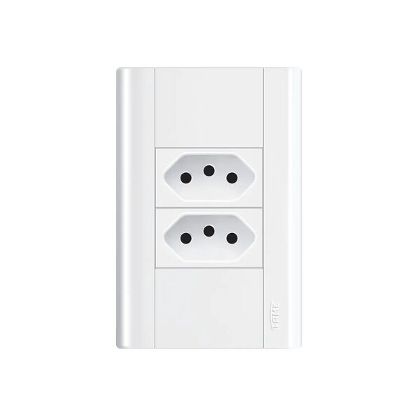 Tomada Dupla 10a Com Placa 4x2 Fame Modulare Branco