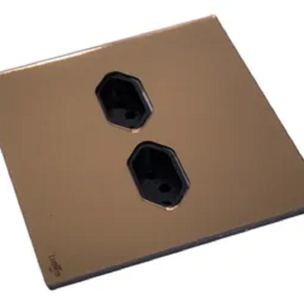 Tomada Dupla 10a Tok Glass Bronze 4x4 Lumenx