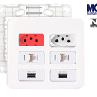 Tomada Dupla 10a Ver + 20a + Rj45 Cat5 + Usb 2a Margirius