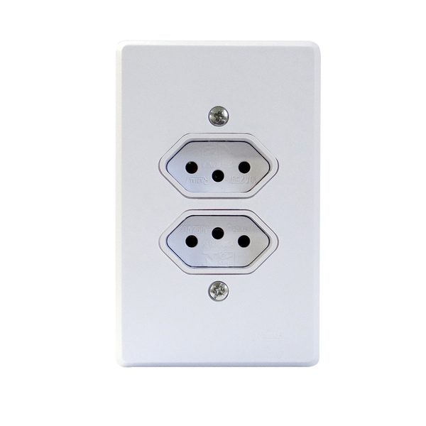 Tomada Dupla 3 Pólos 10a Linha Gelo Radial