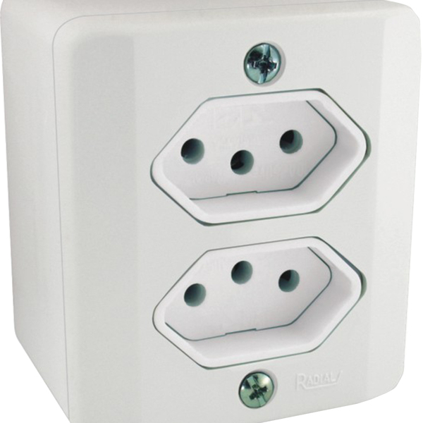 Tomada Dupla 3 Pólos (2p+t) 20a Sistema X Branco Radial