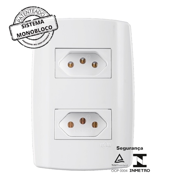 Tomada Dupla Ilumi Slim C-pl 10a 250v 80120 Monobloco | Leroy Merlin