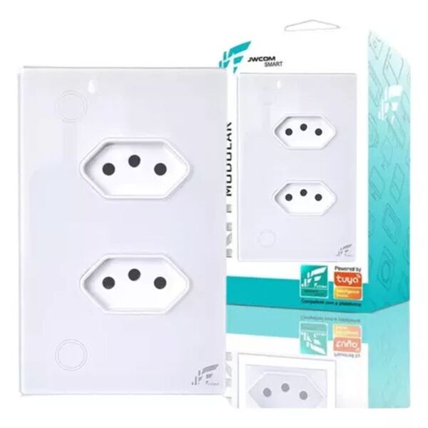 Tomada Dupla Inteligente Jwcom 16a Branco Tuya Alexa
