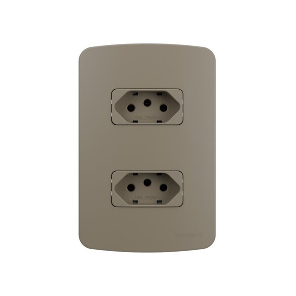 Tomada Dupla Margirius B3 Colors 2p+t 10a Com Placa 4x2 Argila