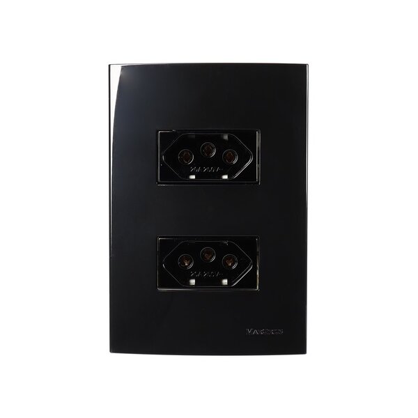 Tomada Dupla Margirius Sleek 2p+t 20a Com Placa 4x2 Preto Ebo
