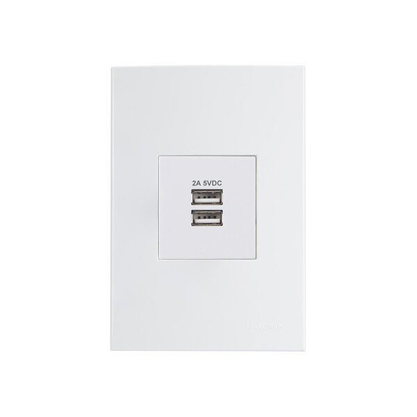 Tomada Duplo Carregador Usb-a Margirius Sleek 2a 10w Com Plac