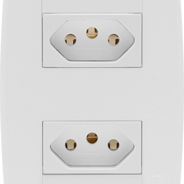 Tomada Elétrica Dupla Completa Branca 10a Linha Lev - Ilumi