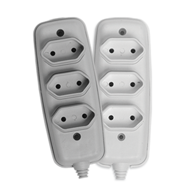 Tomada Em Barra Tripla Bipolar 2p 10a 250v Branca - Ilumi