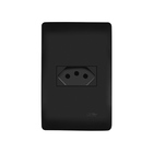 Tomada Fame Habitat Black 2p+t 10a Com Placa 4x2 Preta