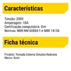 Tomada Ilumi 2p+t Bipolar Externa Redonda Cinza 10a Embalagem