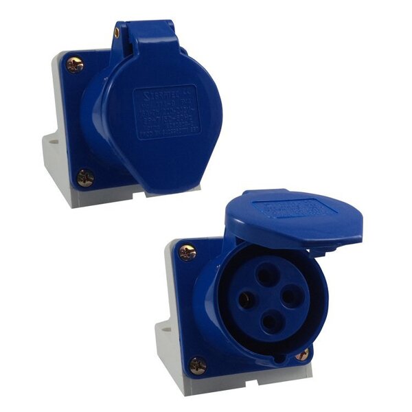 Tomada Industrial De Sobrepor 220vca Azul 16a 9h 3p+t