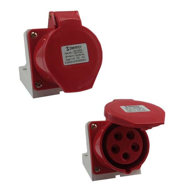 Tomada Industrial De Sobrepor 380vca Vermelho 16a 6h 3p+t