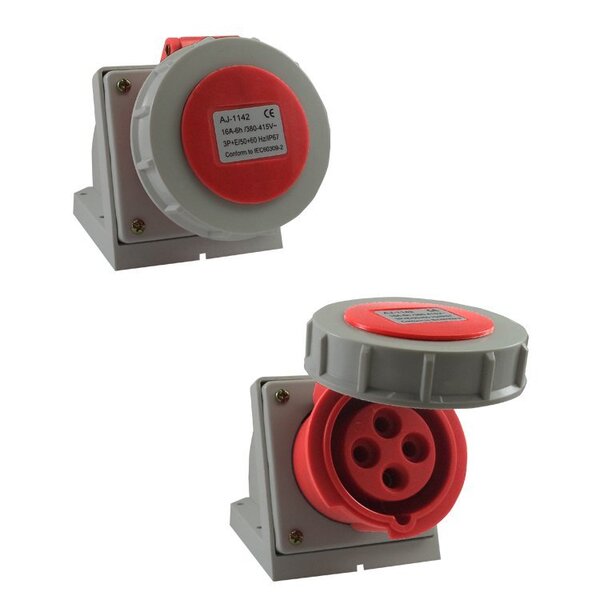 Tomada Industrial De Sobrepor 380vca Vermelho 32a 6h 3p+t Ip67
