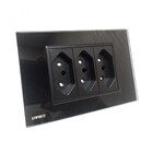 Tomada Livolo 3 Entradas Acabamento Em Vidro Temperado - Pret