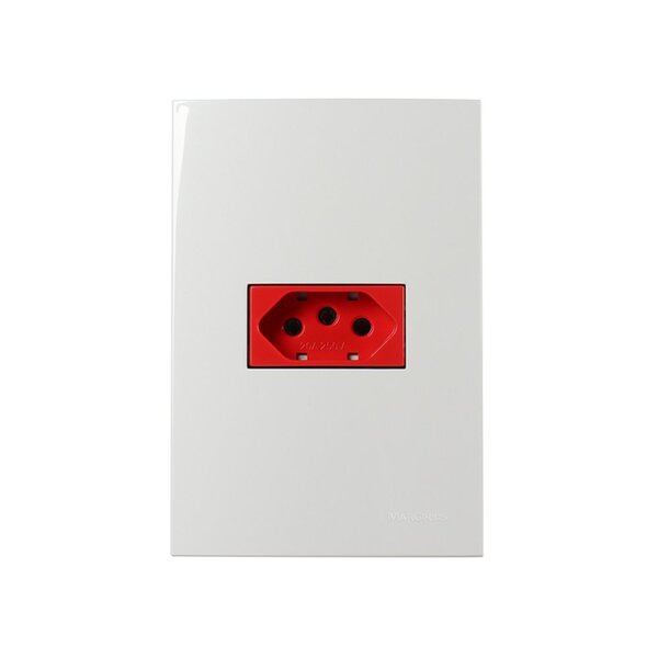 Tomada Margirius Sleek 2p+t 20a Vermelha Com Placa 4x2 Branca