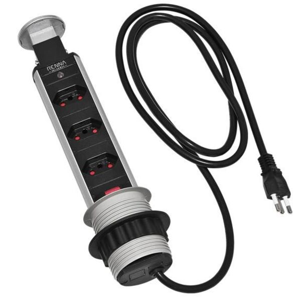 Tomada Multiplug Retrátil Bancada Marmore Embutir Mesa