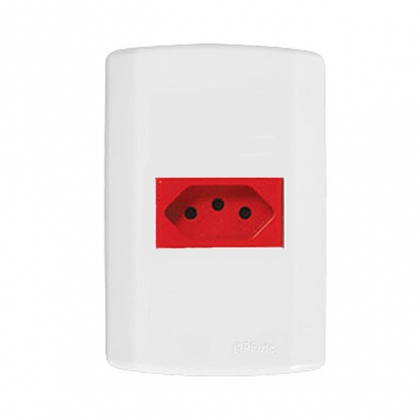 Tomada Pluzi Modular Vermelha 2p+t 20a 250v C-placa